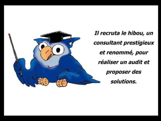 Il recruta le hibou, un consultant prestigieux et renommé, pour réaliser un audit et proposer des solutions. 