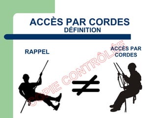 RAPPEL
ACCÈS PAR
CORDES
ACCÈS PAR CORDES
DÉFINITION
 