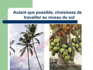 Autant que possible, choisissez de
travailler au niveau du sol
 