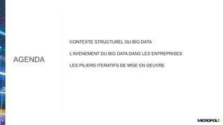 8
CONTEXTE STRUCTUREL DU BIG DATA
L’AVENEMENT DU BIG DATA DANS LES ENTREPRISES
LES PILIERS ITERATIFS DE MISE EN OEUVRE
AGENDA
 