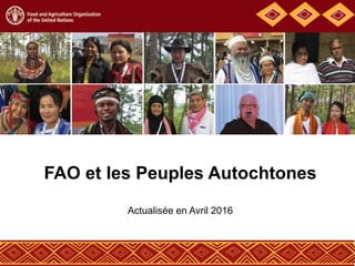 FAO et les Peuples Autochtones
Actualisée en Avril 2016
 