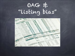 OAG &
“listing bias”
 