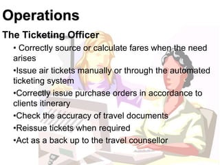 Travel agency and tour operations lecture | PPTX