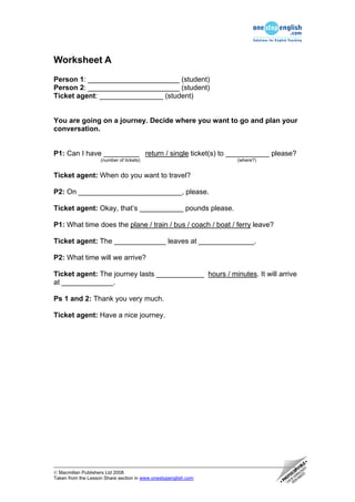 Travel Agent Worksheet.pdf Travel and transport | PDF