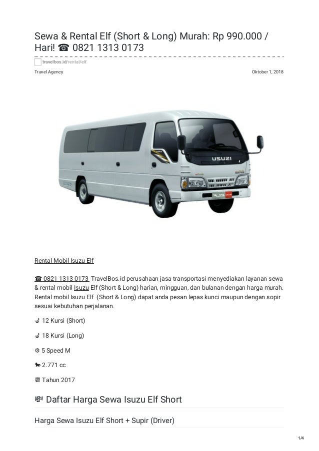 Rental Sewa Mobil Isuzu Elf Murah 0821 1313 0173 Travelbos Id