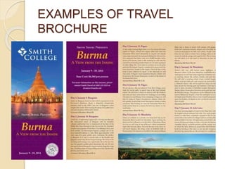 EXAMPLES OF TRAVEL
BROCHURE
 