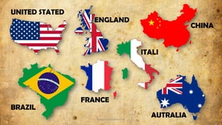 UNITED STATED
BRAZIL
ITALI
CHINA
ENGLAND
FRANCE
AUTRALIADesigned by Kellwyn San
 