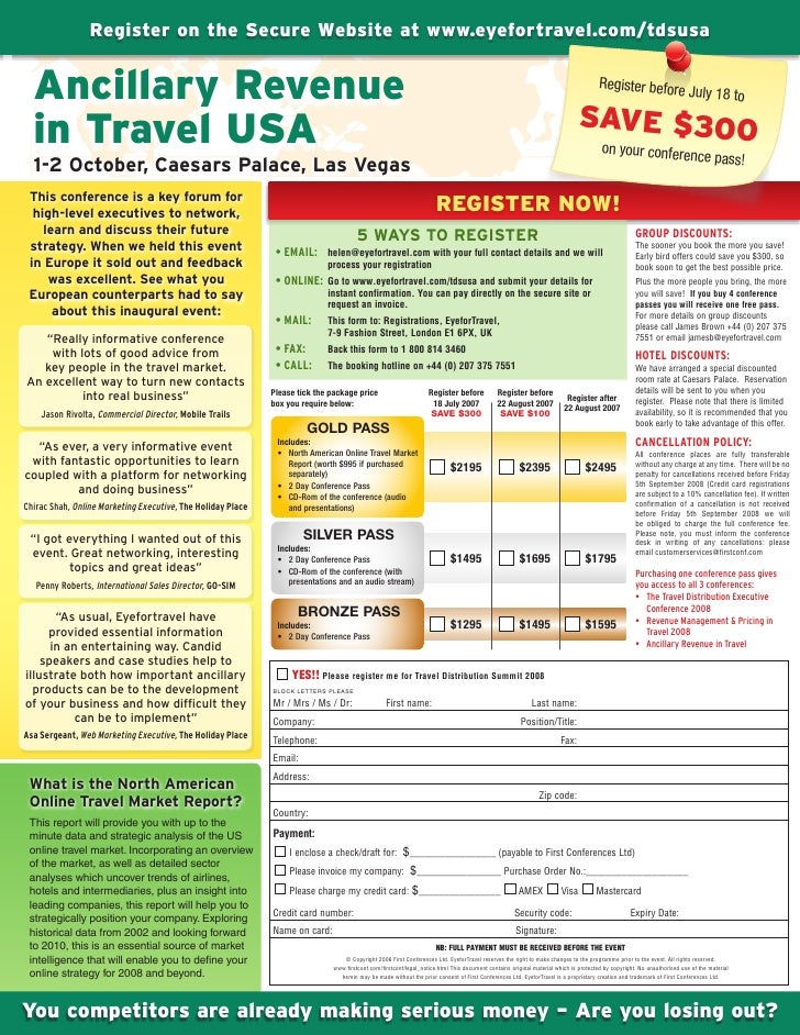 EyeforTravel - Ancillary Revenue in Travel USA (2008)