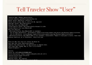Tell Traveler Show “User”
 