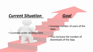 Current Situation
• Currently under development.
Goal
• Increase number of users of the
apps.
• Thus increase the number of
downloads of the App.
 