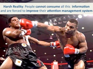 Harsh Reality: People cannot consume all this  informa+on 
and are forced to improve their a@en+on management system
 