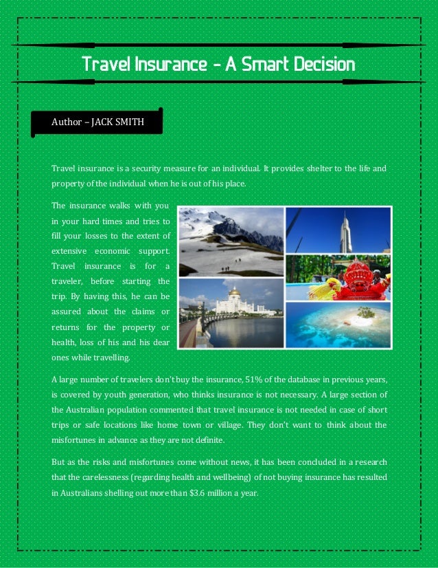 Travel insurance a smart decision