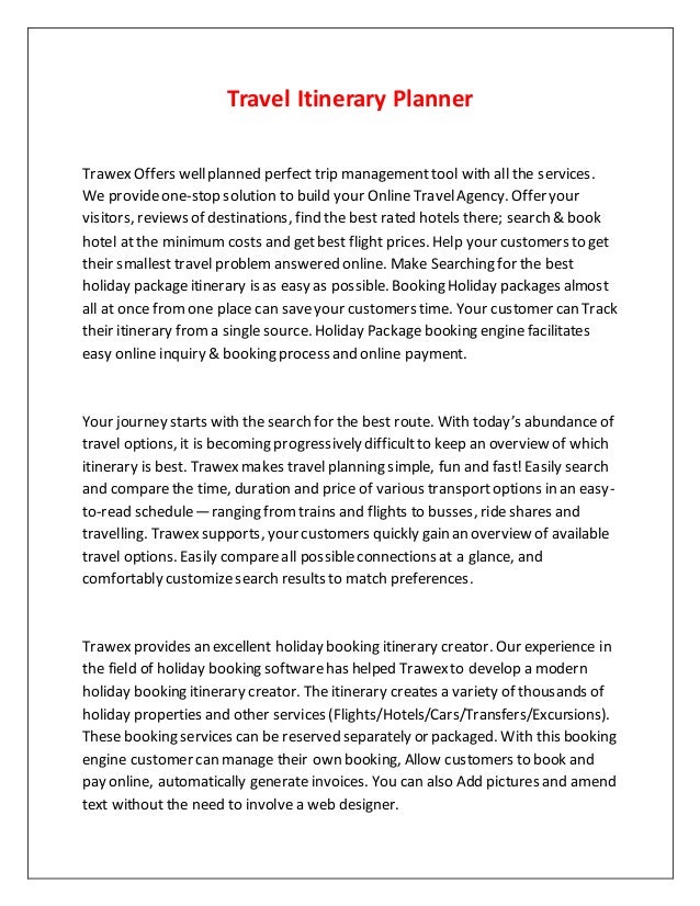 travel itinerary planner