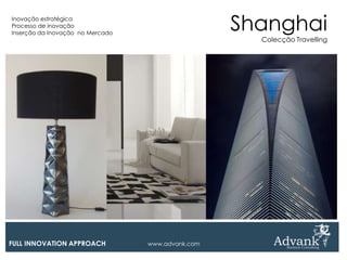 Inovação estratégica
Processo de inovação
Inserção da Inovação no Mercado
                                                   Shanghai
                                                     Colecção Travelling




FULL INNOVATION APPROACH          www.advank.com
 