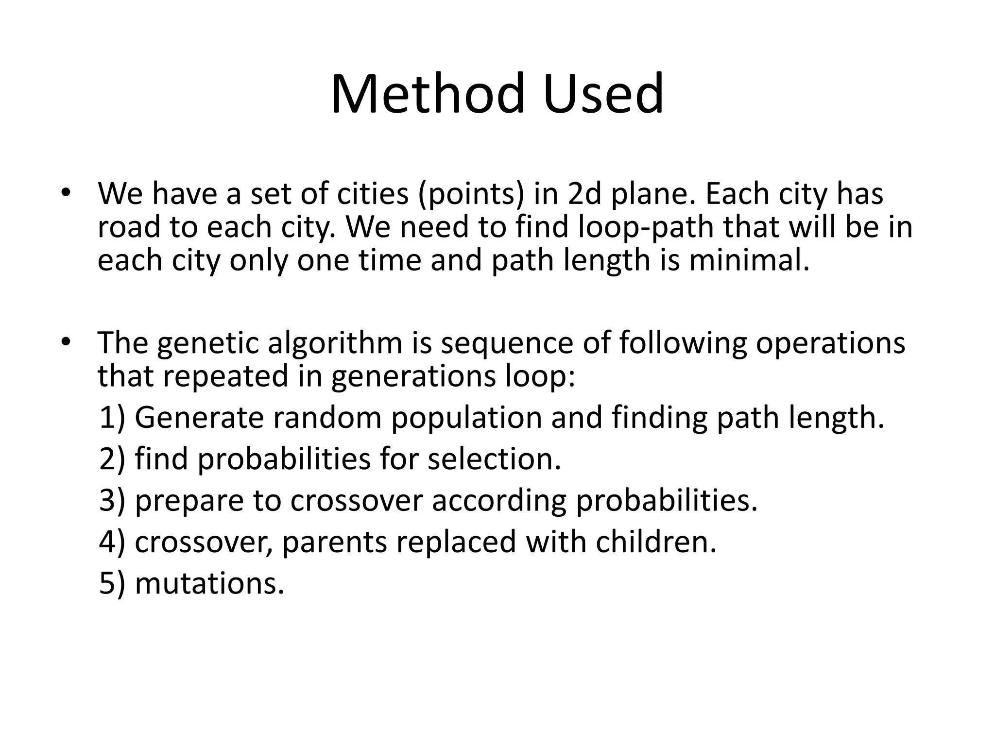Travelling salesman problem using genetic algorithms | PPT