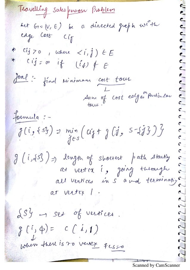 Travelling Salesperson Problem Using Dynamic Programming Handmade Notes Travelling Salesperson Problem Using Dynamic Programming Handmade Notes
