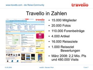 www.travello.com - die Reise-Community

Travello in Zahlen
●

15.000 Mitglieder

●

20.000 Fotos

●

110.000 Forenbeiträge...