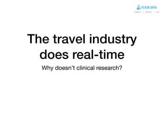 The travel industry
does real-time
Why doesn’t clinical research?
Collect | Detect | Act
 