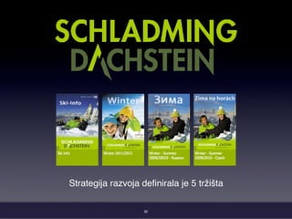 32
Strategija razvoja deﬁnirala je 5 tržišta
 