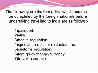 travel formalities in india