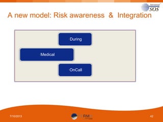 A new model: Risk awareness & Integration
•During

•Medical

•OnCall

7/10/2013

42

 