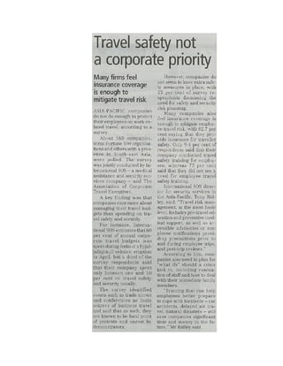 Travel safety not a corporate priority.business times.9 sep 2010