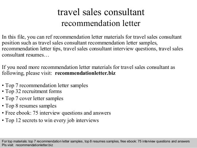 travel sales consultant recommendation letter recommendation letter for travel agency