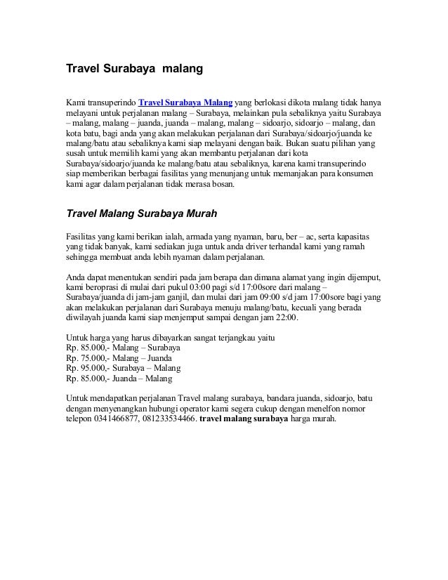 Alamat Travel Surabaya Malang Di Surabaya - Berbagai Alamat
