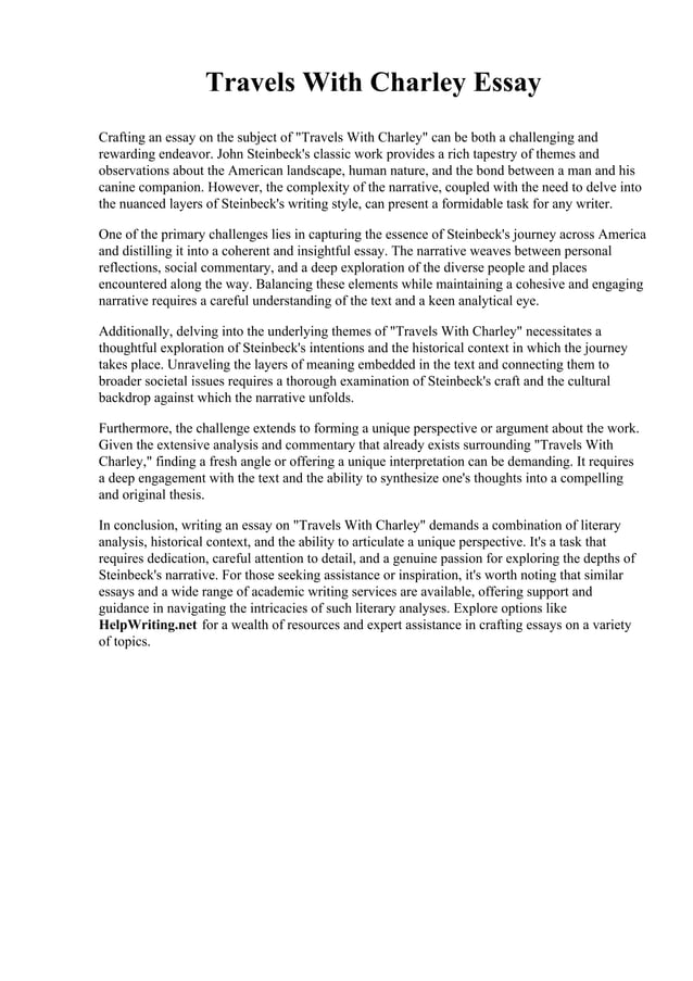Travels With Charley Essay PDF Travels with charley essay pdf