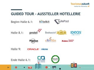 24
GUIDED TOUR – AUSSTELLER HOTELLERIE
Beginn Halle 6.1:
Halle 8.1:
Halle 9:
Ende Halle 6.1:
 