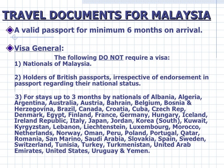type of travel document held malaysia