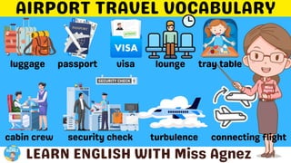 Airport Travel Vocabulary with Pictures and Sentence Samples | Fun Learning English with Miss Agnez