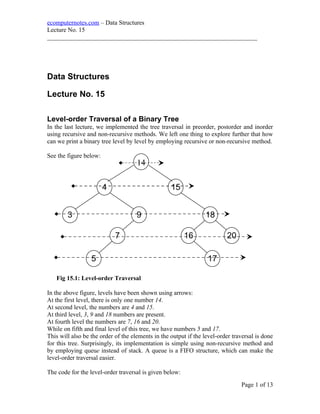 e computer notes - Traversal of a binary tree