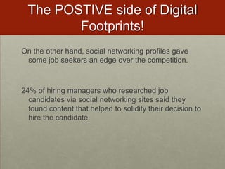 Discuss Mobile Safety & Appropriate UsePart of digital footprintYour digital dossier that includes Internet activity such as social networking, email, chat rooms, YOU can’t erase this!!!  Permanent recordEVERYTHING you send via text message (pictures, videos, text, audio…etc) is PUBLIC!!!Example:  Detroit Mayor Kwame KilpatrickMobile “bullying” and “sexting” is publicMTV Special on Sextingand QuizStudents should know their plansBring in their cell phone plan and a billDiscuss what is charged and how muchGive Students a SurveyLearn more specific safety tips at Connectsafely