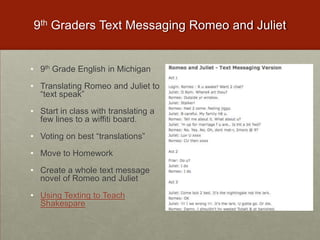 9th Graders Text Messaging Romeo and Juliet9th Grade English in Michigan