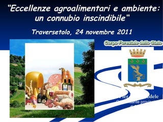 “ Eccellenze agroalimentari e ambiente: un connubio inscindibile“  Traversetolo, 24 novembre 2011 Pier Luigi Fedele Comandante provinciale  di Parma 