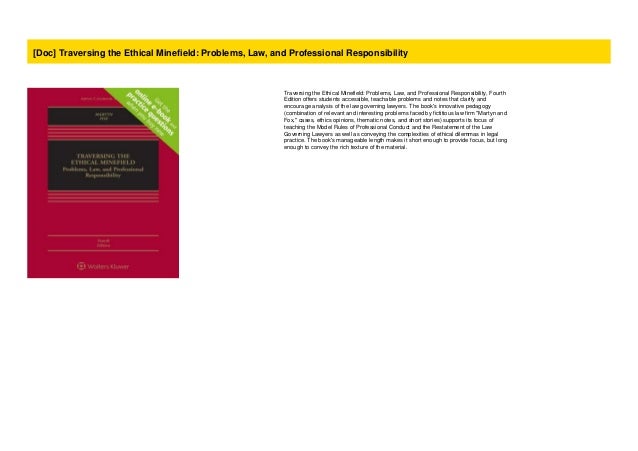 Pdf Traversing The Ethical Minefield Problems Law And Profession