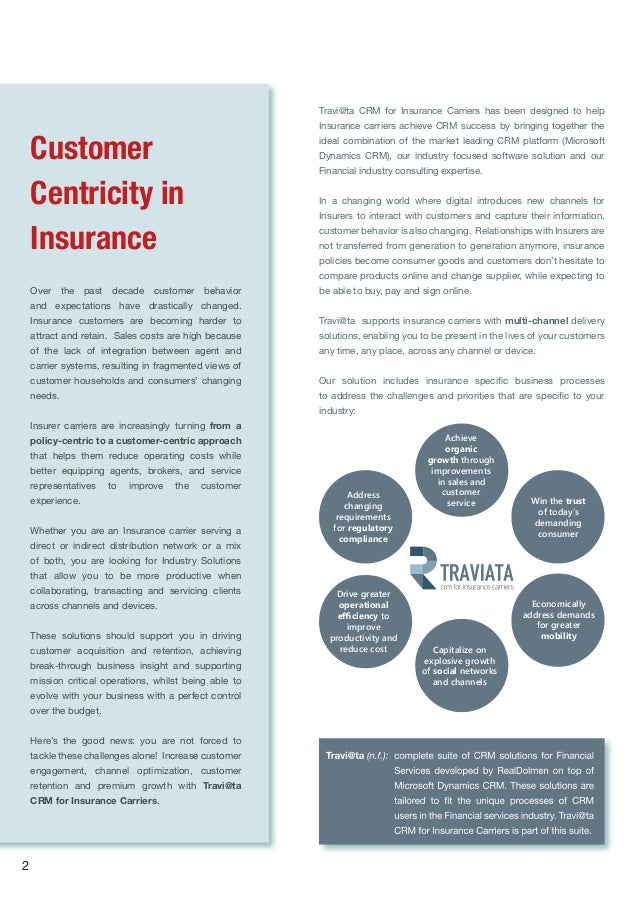 Traviata CRM for Insurance Carriers brochure Traviata CRM for Insurance Carriers brochure
