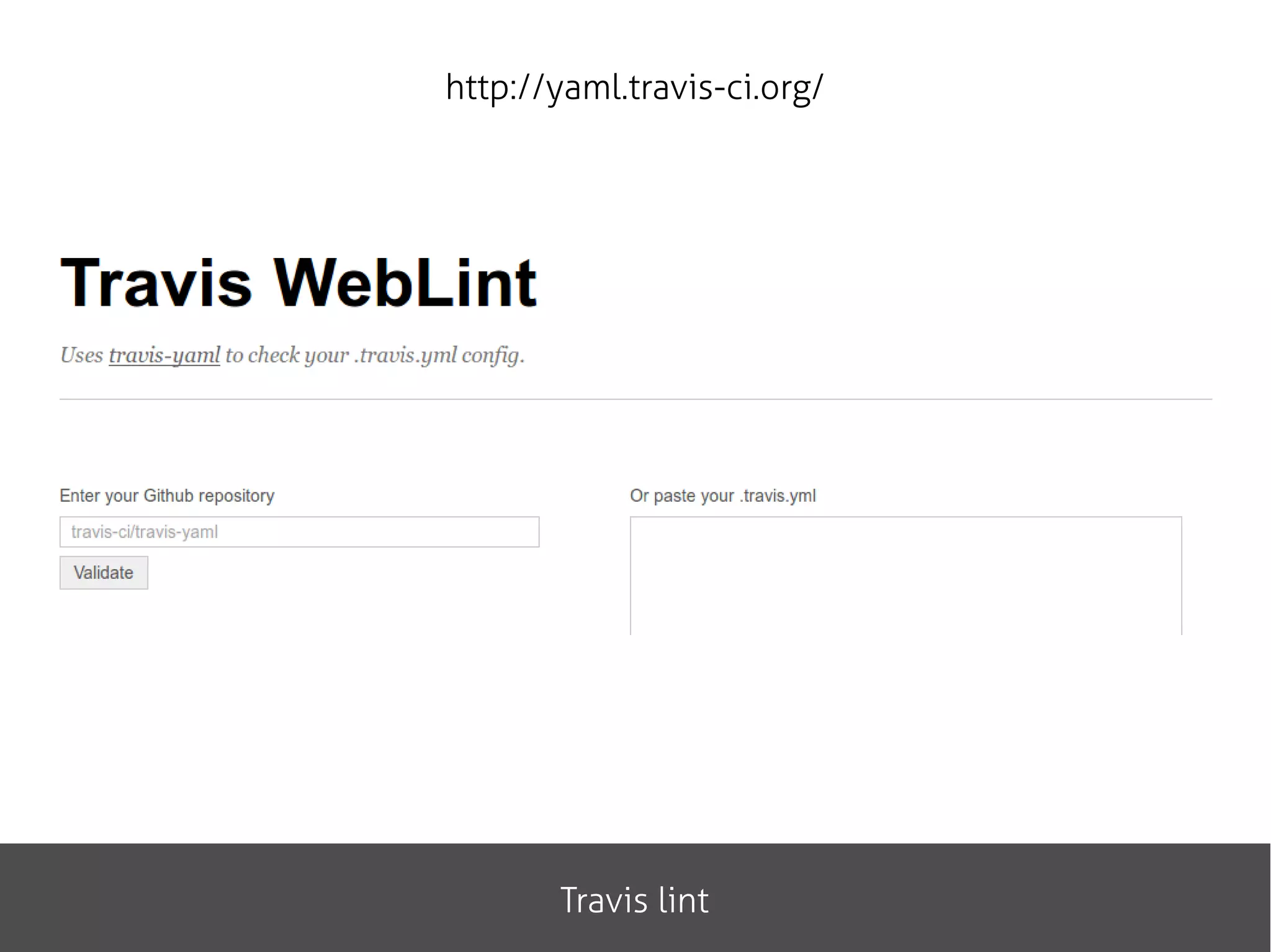 http://yaml.travis-ci.org/
Travis lint
 