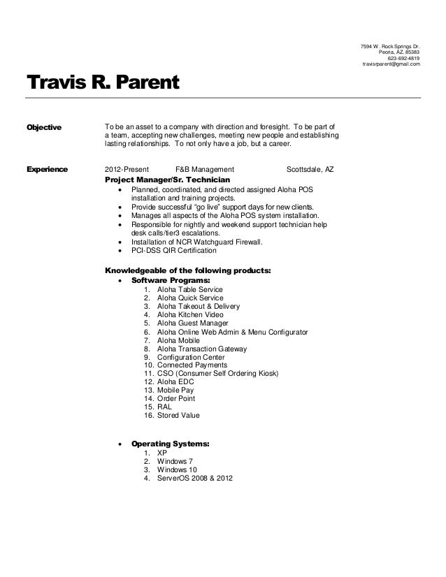 Travis Parent Resume