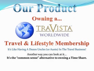 It’s Like Having A Dozen Uncles (or Aunts) In The Travel Business!
               Another way you can look at it...
It’s the “common sense” alternative to owning a Time Share.
 