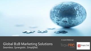 Global B2B Marketing Solutions
Seamless. Synergistic. Simplified.
A JointWebinar:
 