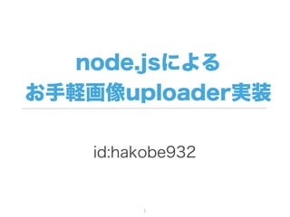 node.jsによる
お手軽画像uploader実装

    id:hakobe932


         1
 