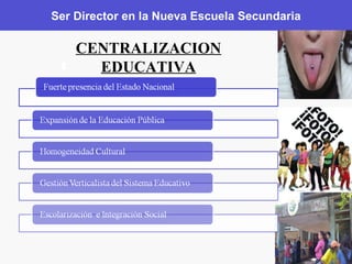 Ser Director en la Nueva Escuela Secundaria CENTRALIZACION EDUCATIVA 