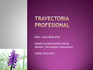 Trayectoriaprofesional POR: LUCÍA PEÑA PITA GRADO EN EDUCACIÓN SOCIAL  (Medios ,Tecnología y Educación) CURSO 2010-2011 