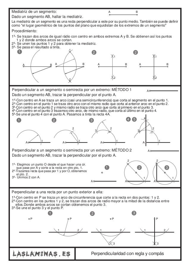 Mediatriz de un segmento: 
Dado un segmento AB, hallar la mediatriz. 
La mediatriz de un segmento es una recta perpendicul...