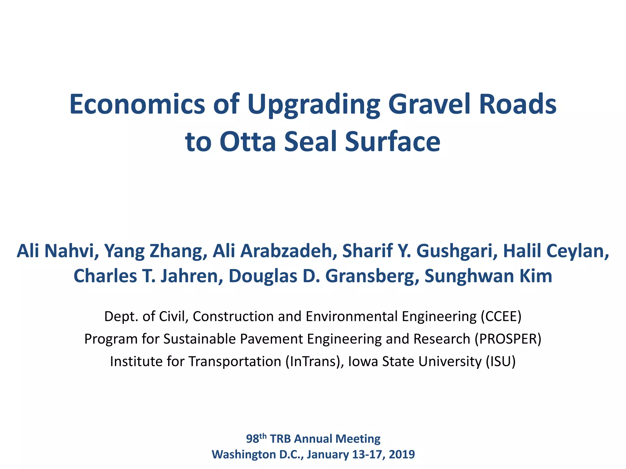 Economics of upgrading a gravel road to Otta seal surface PPT