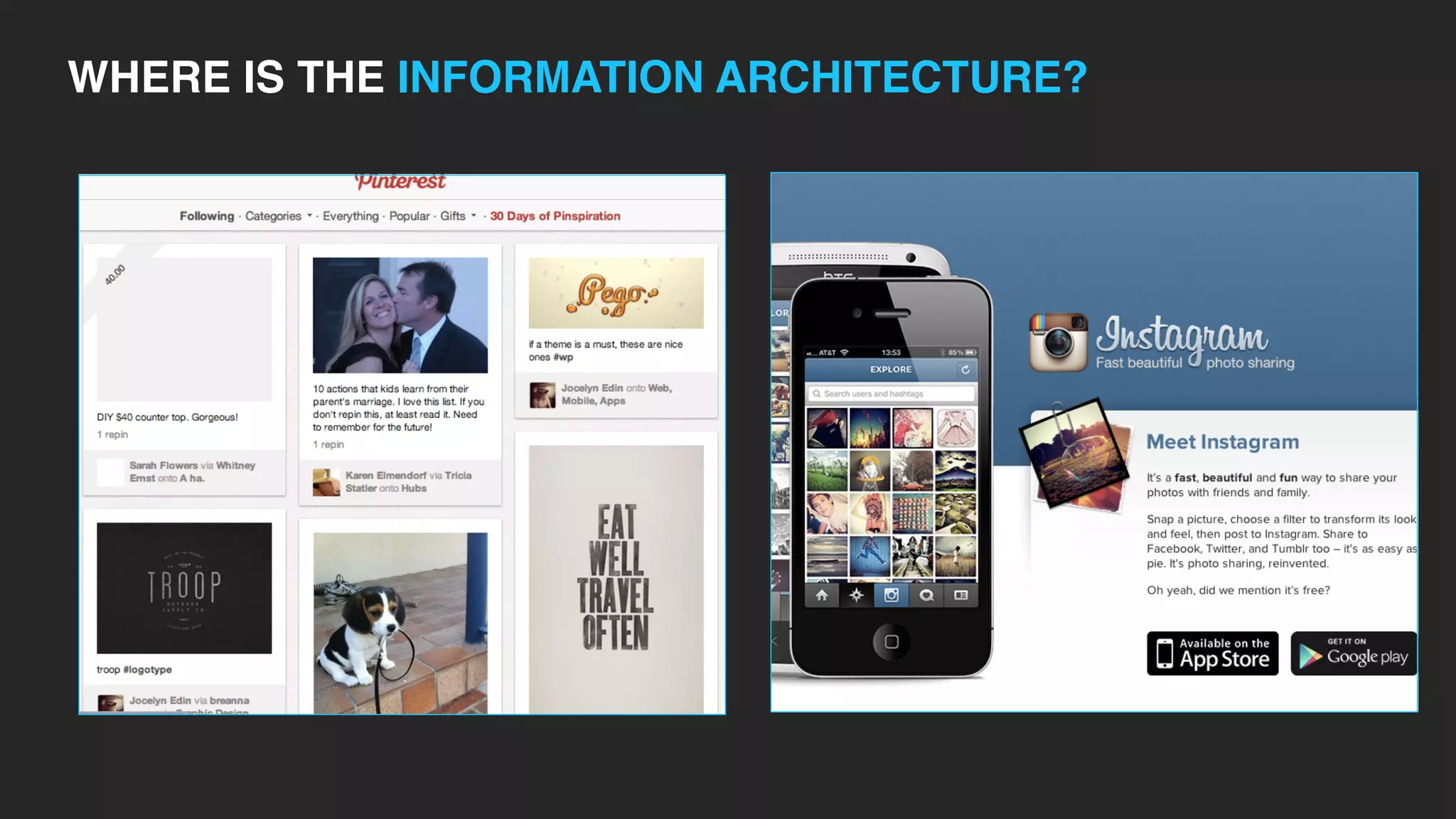 WHERE IS THE INFORMATION ARCHITECTURE? 
 