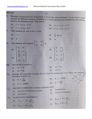 TRB Govt polytechnic Exam may 2012 | PDF