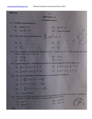 TRB Govt polytechnic Exam may 2012 | PDF